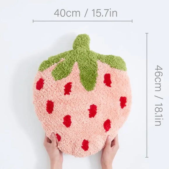 NEW Strawberry Embroidered Large Pillow in PINK - Picture 2 of 4
